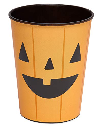American Greetings Halloween Jack-O'-Lantern Party Favor Cups, 16 oz. Reusable Pumpkin Orange and Black Plastic Cups (8-Count) Halloween Party Supplies