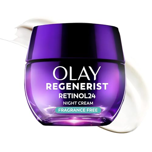 Olay Retinol 24 Face Moisturizer, Anti-Aging Night Cream for Women, Fragrance-Free, Non Greasy - Anti-Wrinkle, Smooth Fine Lines, Tightening, Hydrating Skin Care - Peptides, Glycerin, 1.7 Oz