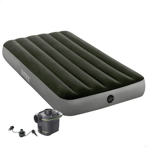 (-51%) INTEX Dura-Beam Luftmatratze selbstaufblasend Luftbett 99x191x25cm, Aufblasbare Camping Matratze für 1 Personen inkl. Elektrischer Luftpumpe, max 136 KG – Gästebett selbstaufblandes Bett (64777)
