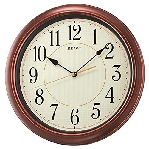 Seiko 13 Inch Numbered Wood Finish Wall Clock,BrownSIN&amp;MI Large Wall Clocks, Silent Sunflower Shape Chic Decorative