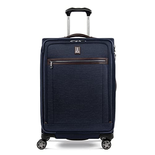 Travelpro Platinum Elite Softside Expandable Carry on Luggage, 8 Wheel Spinner Suitcase, USB Port, Suiter, Men and Women, True Navy Blue, Carry On 21-Inch