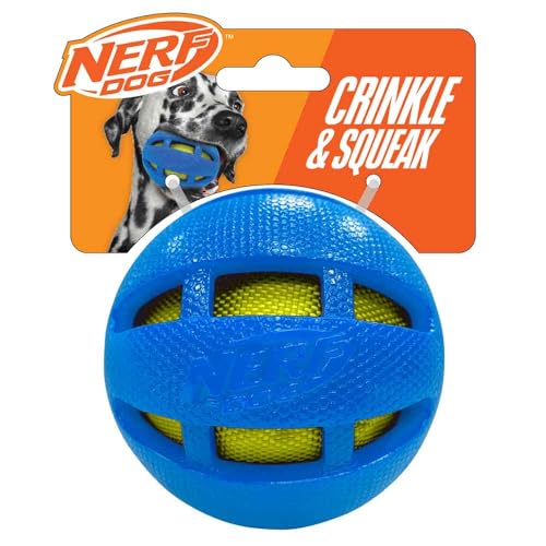 Nerf Dog 3.8in TPR Squeak and Crunch Ball – Blue