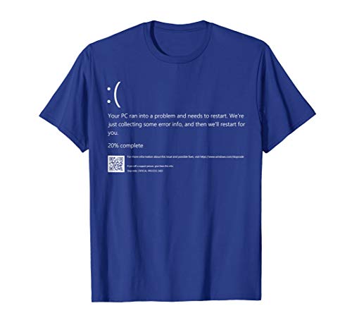 Blue Screen of Death IT Geek Halloween Party DIY Costume Tee T-Shirt