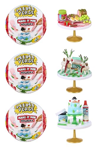MGA's Miniverse Make It Mini Holiday 2025 (3 Pack), The Grinch Dr. Seuss, Mini Collectibles, Mystery Blind Packaging, Seasonal, DIY, Crafts, Resin Play, Replica Food, NOT Edible, Collectors, Gift, 8+