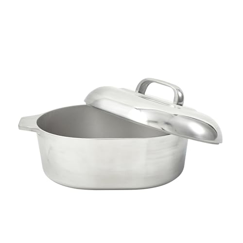 IMUSA USA Heavy Duty Cajun Oval Cast Aluminum Roaster 18", Silver