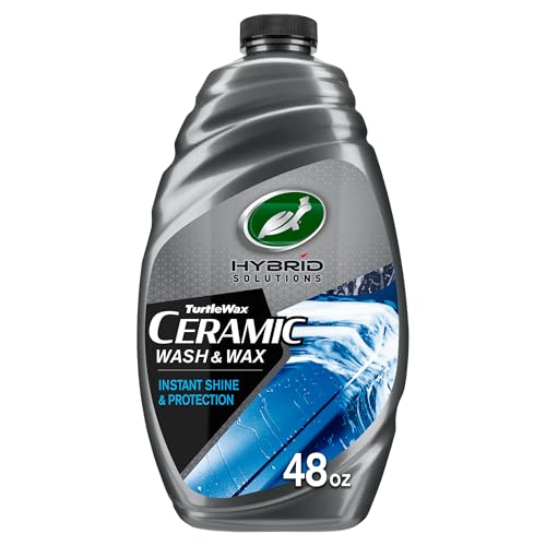 Turtle Wax 53411 Hybrid Solutions Ceramic Wash and Wax, Easy Clean Ceramic Infused Formula Removes Dirt and Grime, Long Lasting Shine and Protection for Cars, Trucks and More, 48 oz. (Pack of 1)