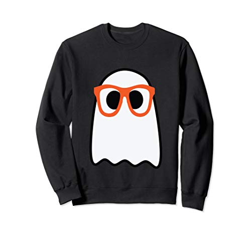Nerdy Ghost Cute Orange Glasses Halloween Hipster Funny Sweatshirt