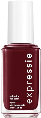 essie expressie Quick-Dry Vegan Nail Polish, Not So Low-Key, Blackened Burgundy, 0.33 Ounce