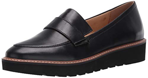 Naturalizer Womens Adaline Slip On Lightweight Platform Loafer ,Black Leather,8M