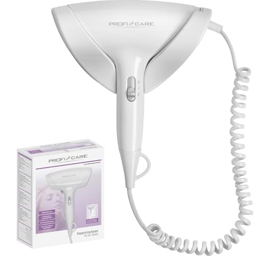(-48%) ProfiCare kompakter Haartrockner mit Wandhalterung | Haarföhn mit extra langem Spiralkabel | 1800 Watt Föhn mit Cool Shot | Hair Dryer mit 2 Leistungsstufen | inkl. Montagematerial | PC-HT 3044