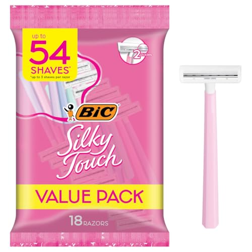 BIC Silky Touch Women's Disposable 2 Blade Razors, Assorted Colors with Long Handles, 18-Pack, Razors for Women