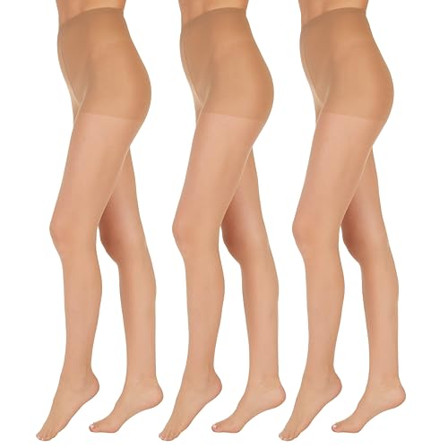 L'eggs Everyday Control Top Sheer Toe Pantyhose for All Day Comfort, 100% Nylon, Nude, Size Q (Pack of 3)
