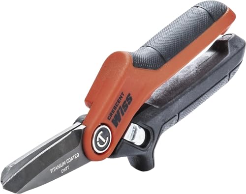 Crescent Wiss 7-1/2" Titanium Coated Tradesman Utility Shears - Industrial Heavy Duty Utility Shears/Scissors for Cutting Leather, Wire, Cardboard - CW7T