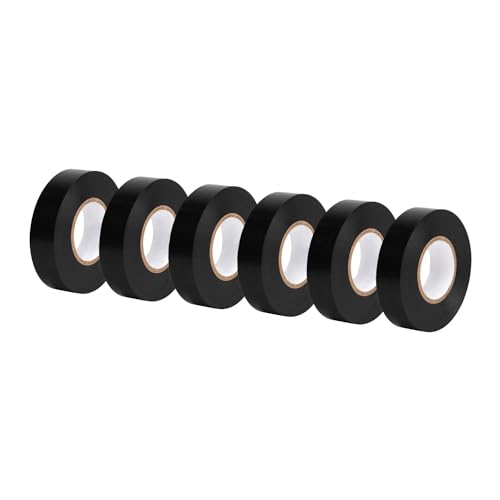 Amazon Basics Electrical Adhesive Tape, for Home DIY, Repairs, Electrical, Automotive and Equipment, 6-Pack, 3/4-inch by 60-feet, Black