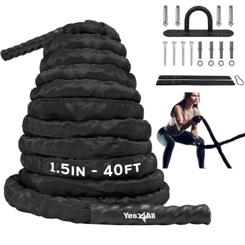 Yes4All Battle Rope with Protective Sleeve