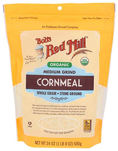 Bob's Red Mill Organic Medium Grind Cornmeal, 24oz (Pack of 1) - Non GMO, Whole Grain, Vegan, Kosher