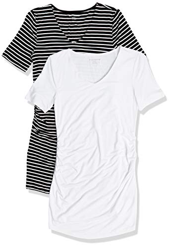 Amazon Essentials maternity short-sleeve rouched V-neck t-shirt, pack of two