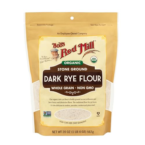 Bob's Red Mill Organic Dark Rye Flour, 20oz (Pack of 1) - Non GMO, Whole Grain, Vegan, Kosher