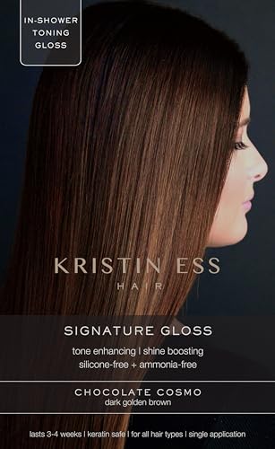 Kristin Ess Signature Hair Gloss - - Brightening and Toning Glaze for Unisex/Women's Hair in 1 Application -Chocolate Cosmo Dark Golden Brown - 2 Fl Oz