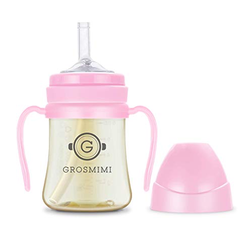 GROSMIMI Spill Proof Magic Sippy Cup with Straw and Handle PPSU BPA Free