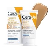 CeraVe Hydrating Mineral Sunscreen SPF 30 with Sheer Tint, Tinted Mineral Sunscreen with Zinc Oxide and Titanium Dioxide, Blends Seamlessly For Healthy Glow, Medium, 1.7 Fluid Ounce