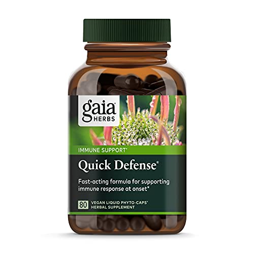 Gaia Herbs Quick Defense - Fast-Acting Immune Support Supplement* - Echinacea, Black Elderberry, Ginger & Andrographis - 80 Vegan Liquid Phyto-Capsules (8-Day Supply)