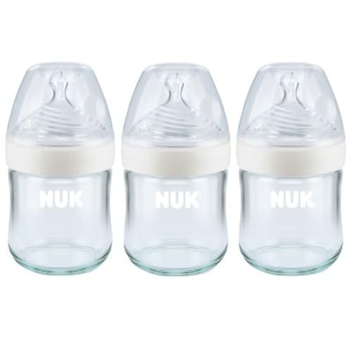 NUK Simply Natural Glass Baby Bottles, 4 oz, 3 Pack