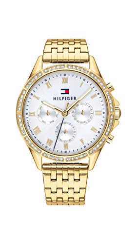 (-46%) Tommy Hilfiger Multi Zifferblatt Quarz Uhr für Damen mit Goldfarben Edelstahlarmband - 1782142