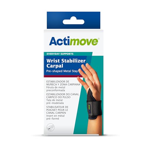 Actimove Everyday Supports Wrist Stabiliser Carpal, Pre-Shaped Metal Stay, Right and Left Hand Wear, Black, Universal Size