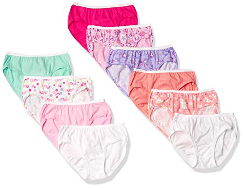 Hanes Girls' and Toddler Underwear, Cotton Knit Tagless Brief, Bikini Panties, Multipack (Colors May Vary), Hipster-Assorted 3-10 Pack, 4/5