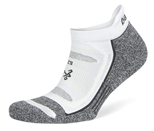 Balega Blister Resist Performance No Show Athletic Running Socks for Men and Women (1 Pair), White/Grey, Large