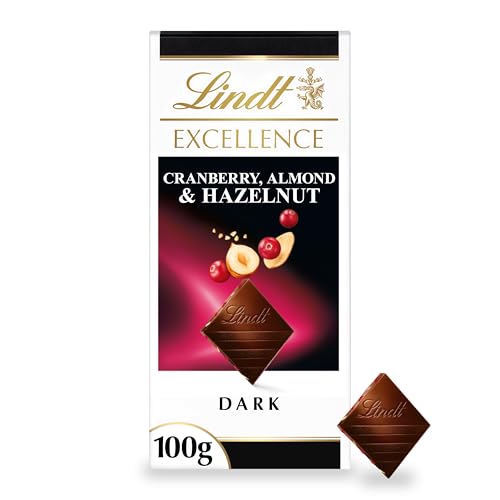 Lindt Excellence Dark Cranberry Almond & Hazelnut Bar, 100g