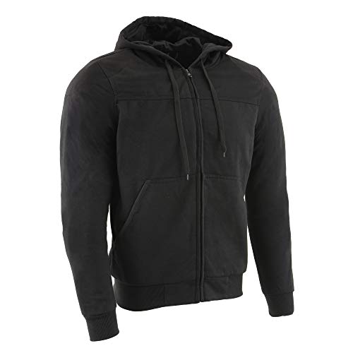 Milwaukee Leather MPM1788 Men's Black CE Approved Armored Riding Hoodie Sweater w/Aramid by DuPont Fibers - X-Large