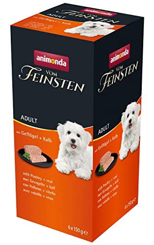 🔥 SELTEN SO GÜNSTIG (-57%) animonda vom Feinsten Hundefutter nass mit Geflügel + Kalb (6 x 150g), getreidefreies Hundefutter ohne Zucker, mit frischen, fleischigen Zutaten