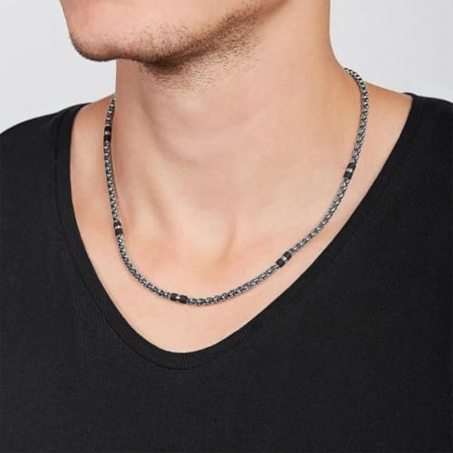 (-40%) Fossil Halskette Für Männer Kleid, Länge: 450mm + 50mm Silber Edelstahl Halskette, JF03314040