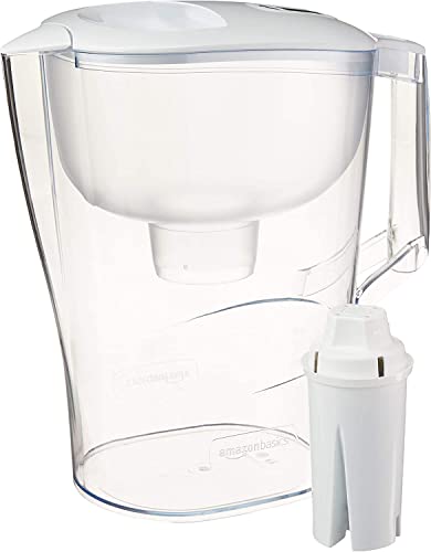 Amazon Basics 10-Cup Water Filter Pitcher with Filter Cartridge, BPA-Free