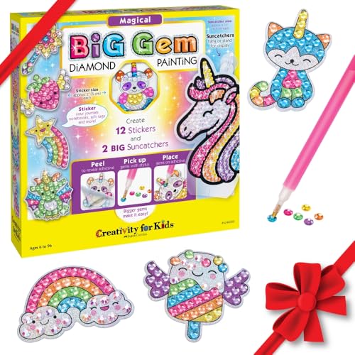 Creativity for Kids Big Gem Diamond Painting Kit: Magical, Gem Art Stickers & Suncatchers - DIY Diamond Art Kit for Kids, Unicorn Craft Kits and Gifts for Girls (Ages 6+)