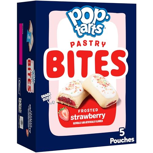Pop-Tarts Baked Pastry Bites, Kids Snacks, School Lunch, Frosted Strawberry, 7oz Box (5 Pouches)
