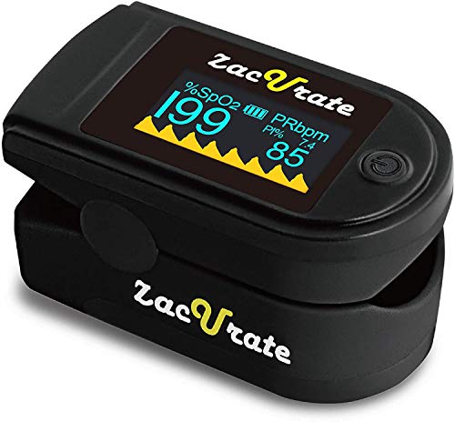 Zacurate 500C Elite Fingertip Pulse Oximeter Blood Oxygen Saturation Monitor with Silicon Cover, Batteries and Lanyard (