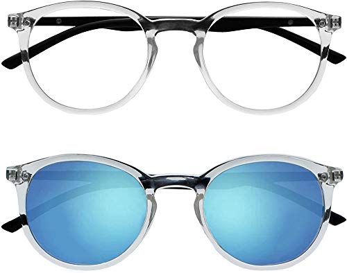 OPULIZE MET Reading SunGlasses for Women Men, Large Frame with UV400 Protection, Clear,Clear Sun +3.5