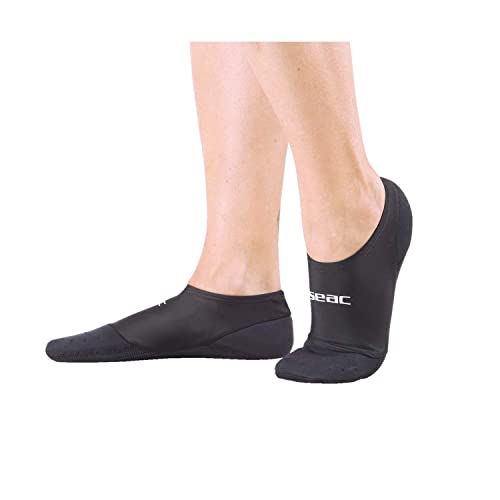 SEAC Unisex Scapin Neoprene Socks for Swimming Pool Water Aerobics Aquafitness and Combined with Diving, Black, 2 3 UK