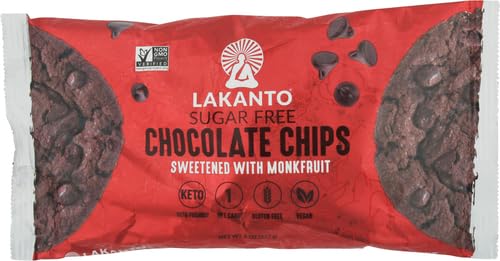 Lakanto Sugar Free Semi Sweet Chocolate Chips - Monk Fruit Sweetener and Erythritol, Perfect for Baking, Pancakes, Muffins, Protein Bites, Melting, Mixing, Snacking, Gluten Free, Vegan (8 oz - Pack of 1)