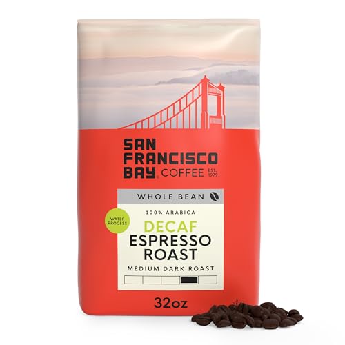 San Francisco Bay Coffee - Decaf Medium-Dark Roast Whole Bean Coffee - Decaf Espresso Roast (2 lb bag) - Swiss Water Processed