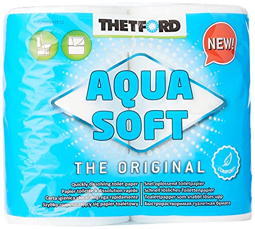 🔥 STARKER PREIS (-39%) Thetford Aqua Soft WC Papier Toilettenpapier für mobile Toiletten 4 Rollen/Btl. Campingtoiletten Camping Outdoor Klopapier
