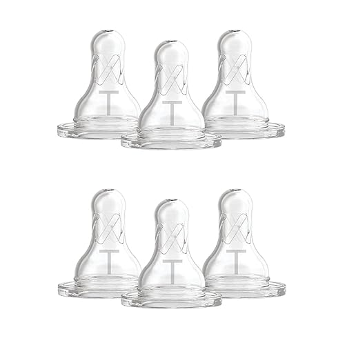 Dr. Brown's Level T Narrow Baby Bottle Nipple, Slower Flow Rate for Infants, 100% Silicone Bottle Nipple, BPA Free, 0m+ – 6-Pack