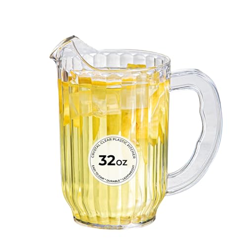 Restaurantware-RW Base 32 Ounce Mini Beer Pitcher, 1 Durable Restaurant Pitcher - Hard Plastic, Serve Soda, Lemonade, Juice, Or Sangria, Clear Plastic Water Glass, For Bars, Parties, Or Homes,
