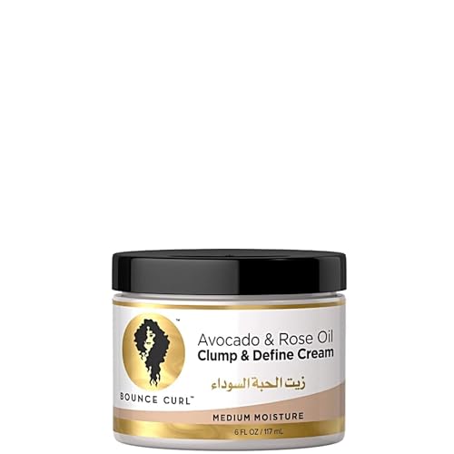 Bounce Curl Avocado & Rose Oil Clump and Define Cream, Enhance and Define Wavy, Curly, and Coily Hair, 6 oz
