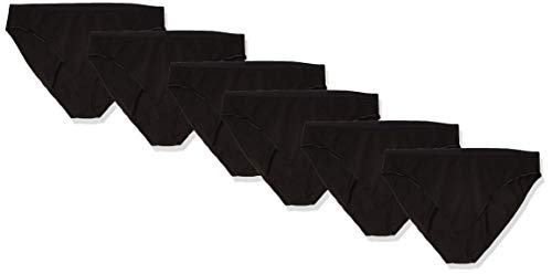 Amazon Essentials Women's Cotton High Leg Brief Underwear (Available in Plus Size), Breathable, Pack of 6, Black, 3X