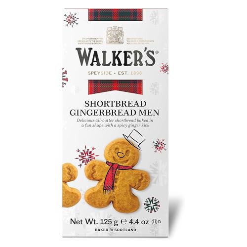 Walker’s Festive Shortbread Gingerbread Men – 4.4 oz Shortbread Cookie Box - Includes All-Butter Gingerbread Man Cookies