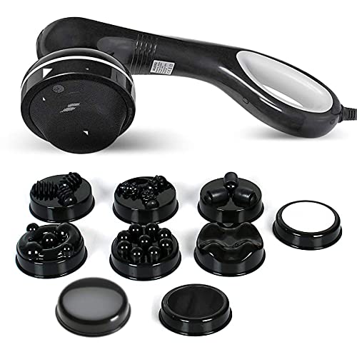 AGARO Relaxo Electric Handheld Full Body Massager with 8 Massage Heads, 5 Mode & 6 Speed Settings for Muscle Relief & Relaxation (Black), Back, Leg & 